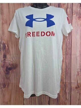 Under Armour Womens Freedom White TShirt Medium Loose Fit